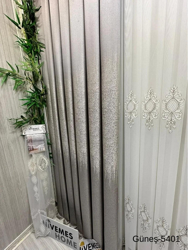 NİVEMESHOME SUN FT632121 GRAY V-5401 1/3 DENSELY PLEATED CURTAIN APM