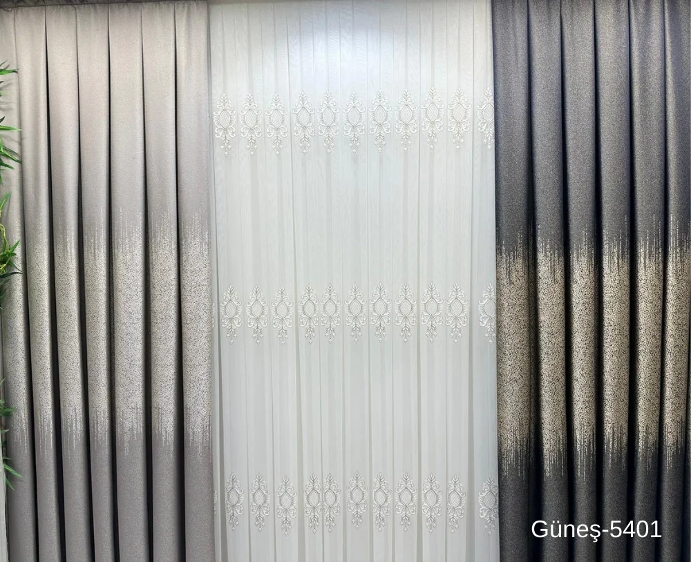 NİVEMESHOME SUN FT632121 GRAY V-5401 1/3 DENSELY PLEATED CURTAIN APM