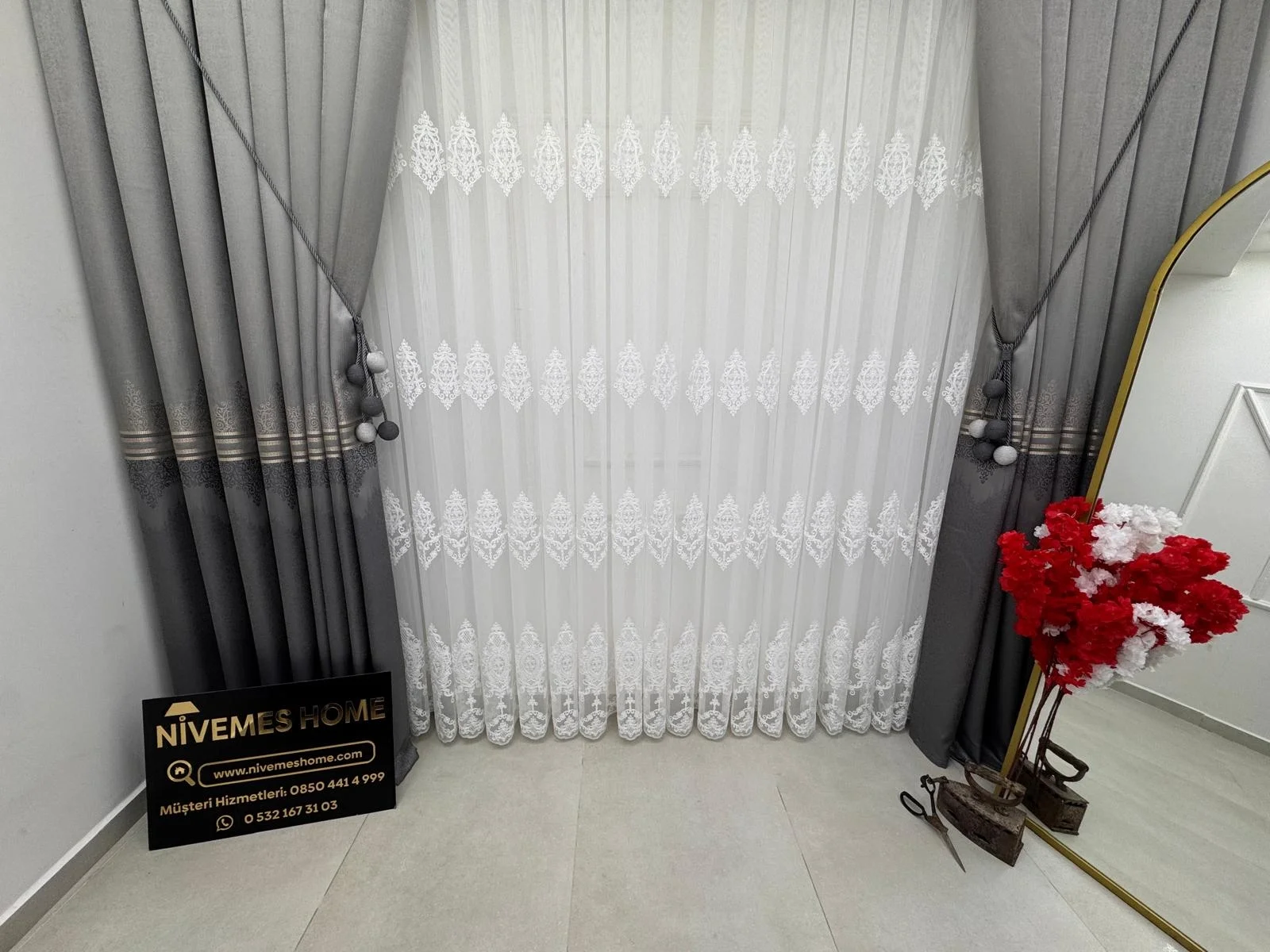NİVEMESHOME HARE 1/3 PİLELİ TÜL PERDE APM