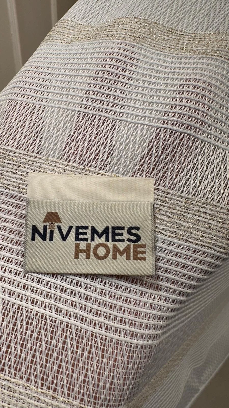 NİVEMESHOME HAVEN 3023 GOLD DETAYLI 1/3 SIK PİLELİ TÜL PERDE APM