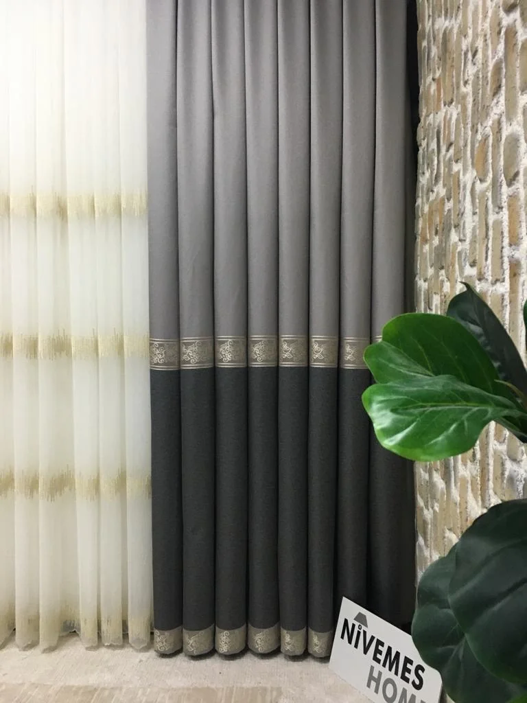 NİVEMESHOME HAYALLİFE GRİ-GOLD V-5401 1/3 SIK KADERLİ ТКАНЕВАЯ ШТОРА