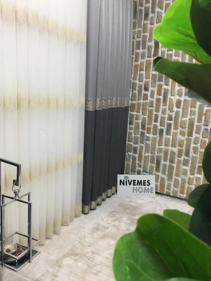 NİVEMESHOME HAYALLİFE GRİ-GOLD V-5401 1/3 SIK KADERLİ ТКАНЕВАЯ ШТОРА