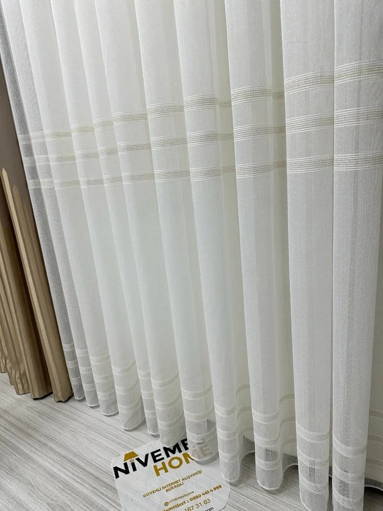 NİVEMESHOME HERCAİ ORO 1/3 TESSUTO DI TULLE A PIEGHE FITA