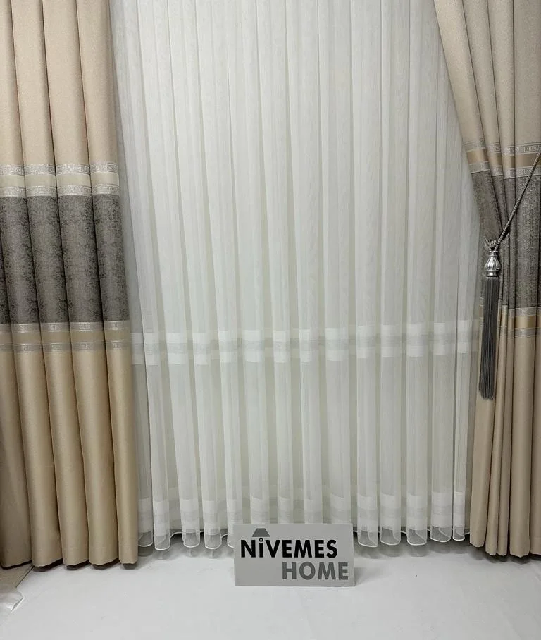 NİVEMESHOME HERCAİ HY019 SILVER 1/3 DENSELY PLEATED TULLE CURTAIN APM