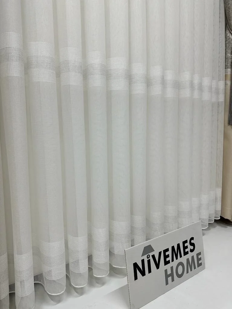 NİVEMESHOME HERCAİ HY019 SILVER 1/3 DENSELY PLEATED TULLE CURTAIN APM