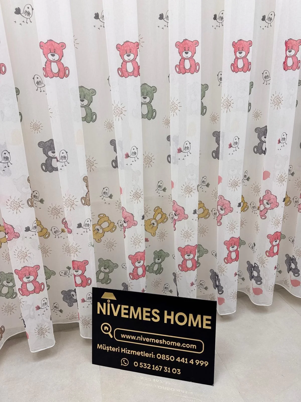 NİVEMESHOME HYL00009.801 ESTE BEAR ÇOCUK ODASI 1/2.5 PİLE TÜL PERDE PEMBE APM