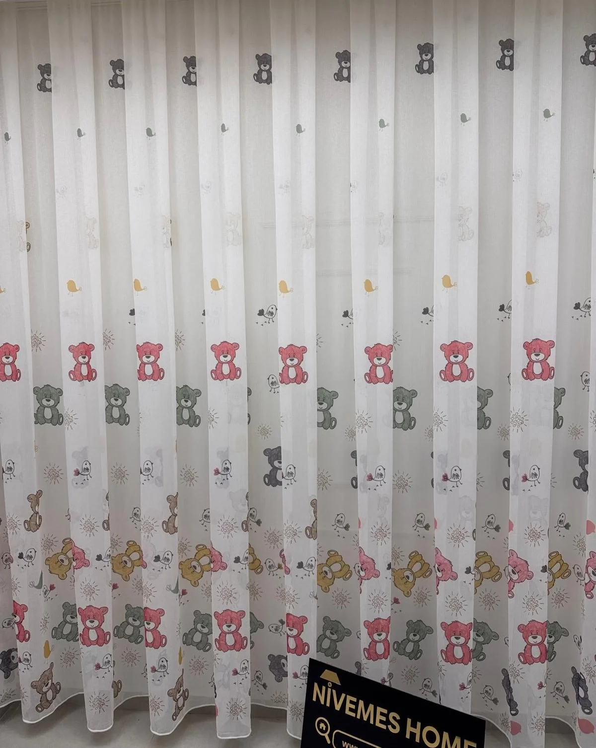 NİVEMESHOME HYL00009.801 ESTE BEAR ÇOCUK ODASI 1/2.5 PİLE TÜL PERDE PEMBE APM