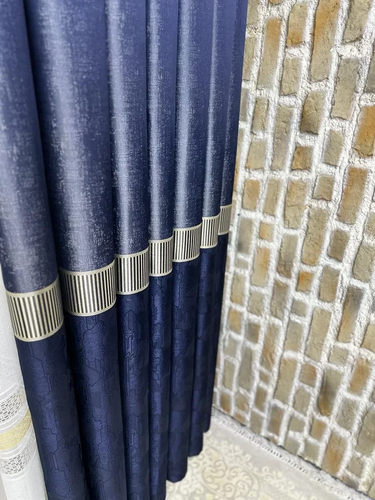 NİVEMESHOME INCI V-515 VISILLO AZUL MARINO 1/3 VISILLO DE PILARES APRETADOS