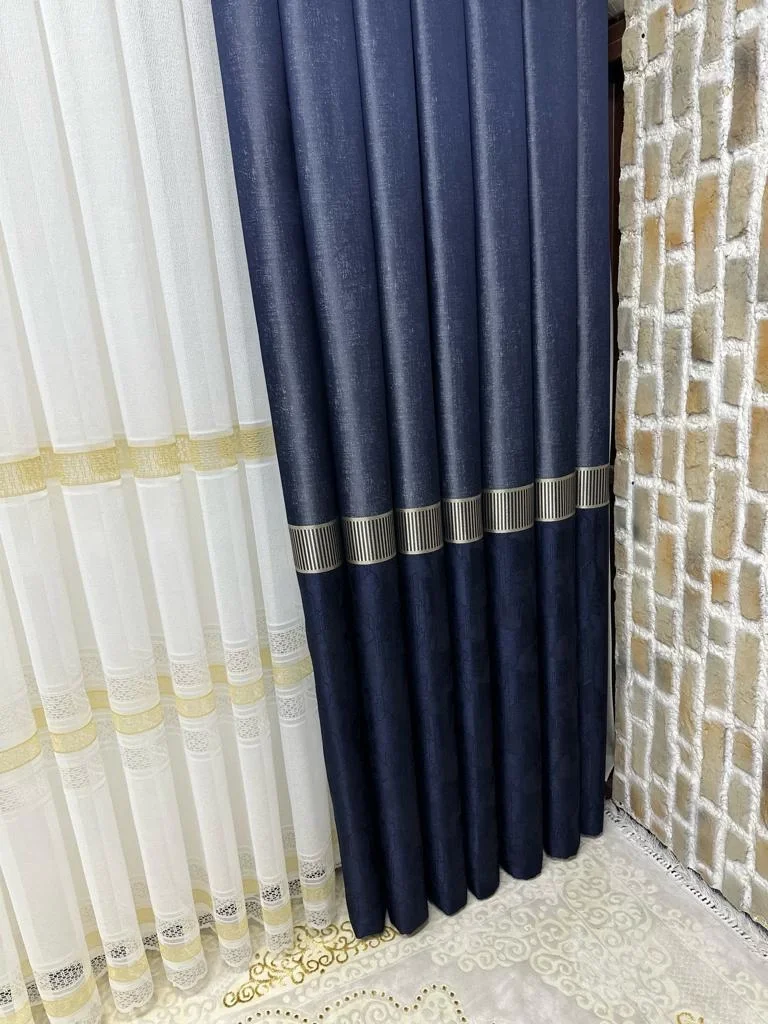 NİVEMESHOME INCI V-515 VISILLO AZUL MARINO 1/3 VISILLO DE PILARES APRETADOS