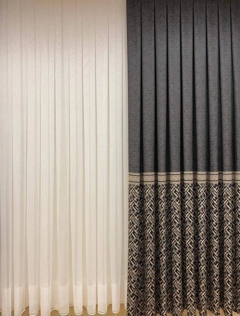 NİVEMESHOME KARE DESIGNS 1/3 DENSE PLEATED MODERN TÜL CURTAIN APM