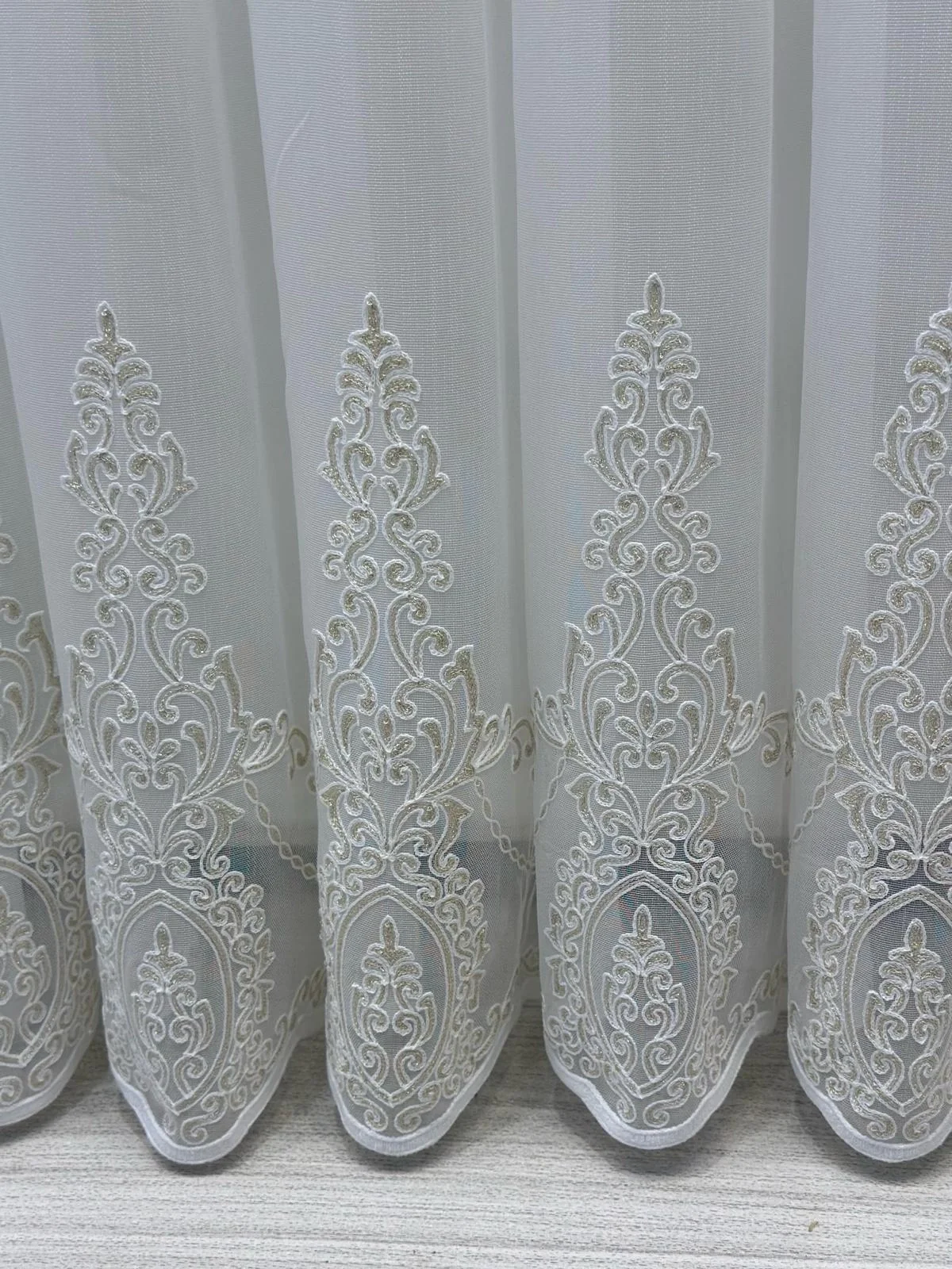 NİVEMESHOME KAREL GOLD DETAYLI 4529 1/3 SIK PİLELİ TÜL PERDE APM
