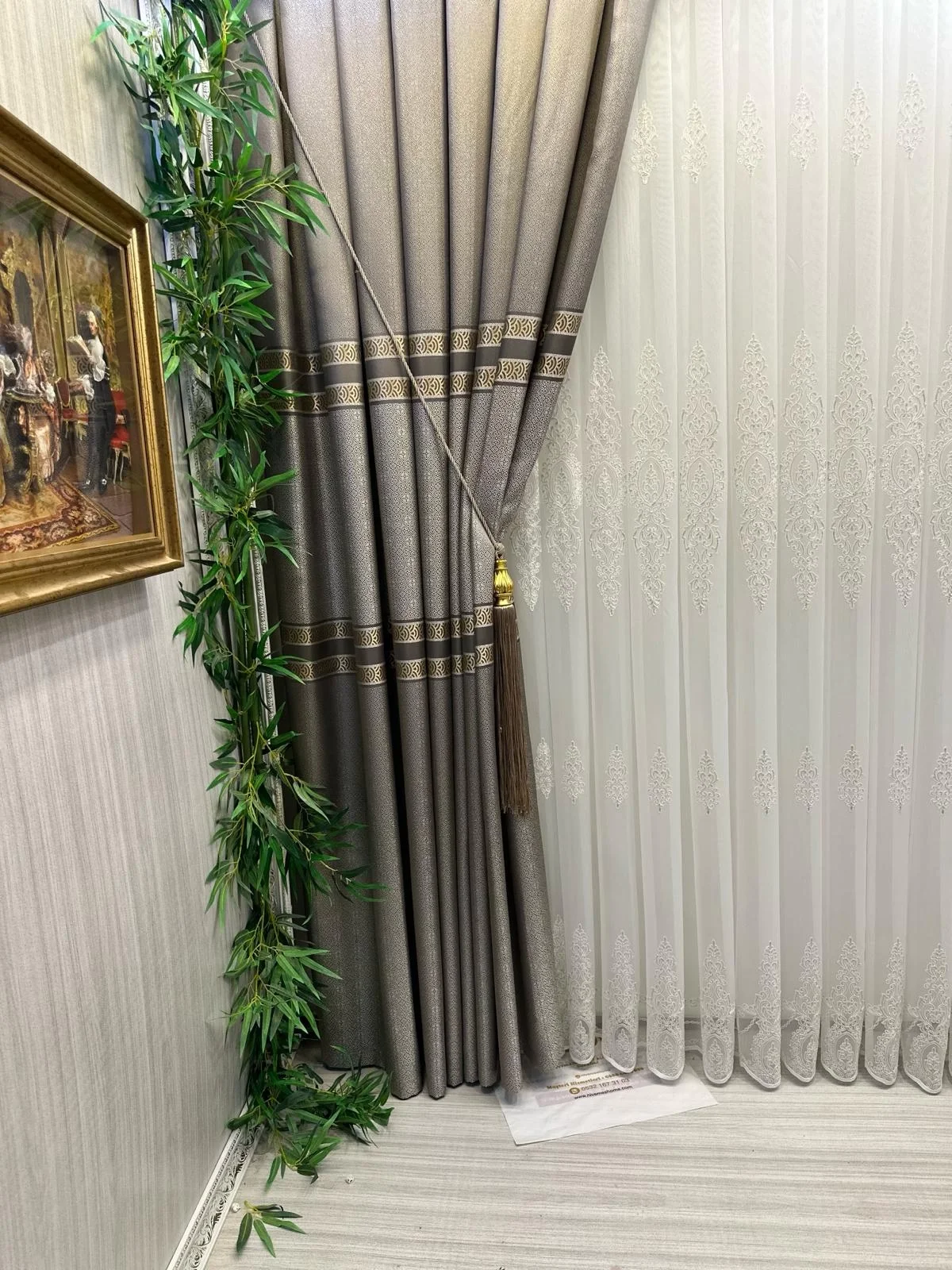 NİVEMESHOME KAREL GOLD DETAYLI 4529 1/3 SIK PİLELİ TÜL PERDE APM
