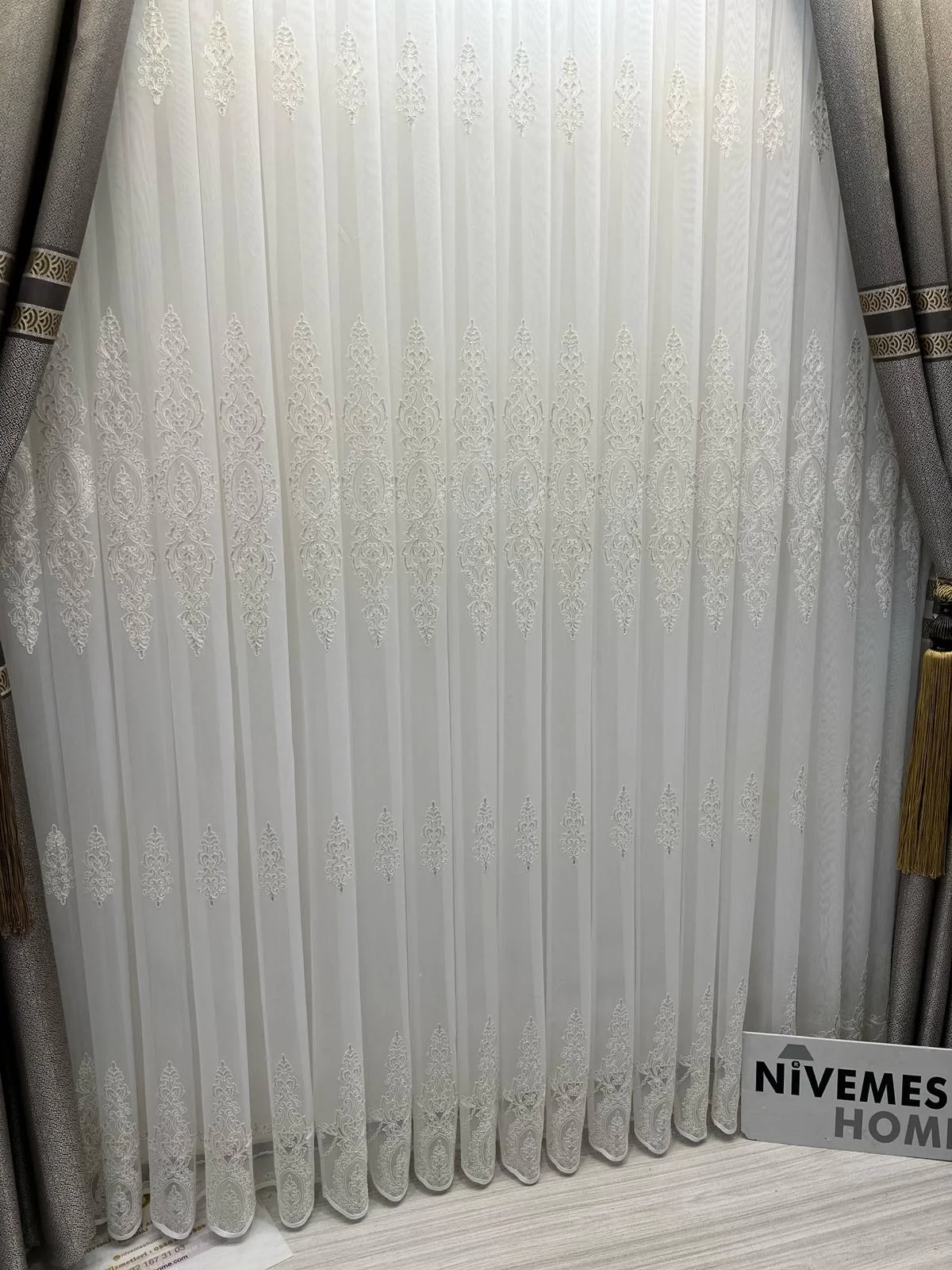 NİVEMESHOME KAREL GOLD DETAYLI 4529 1/3 SIK PİLELİ TÜL PERDE APM