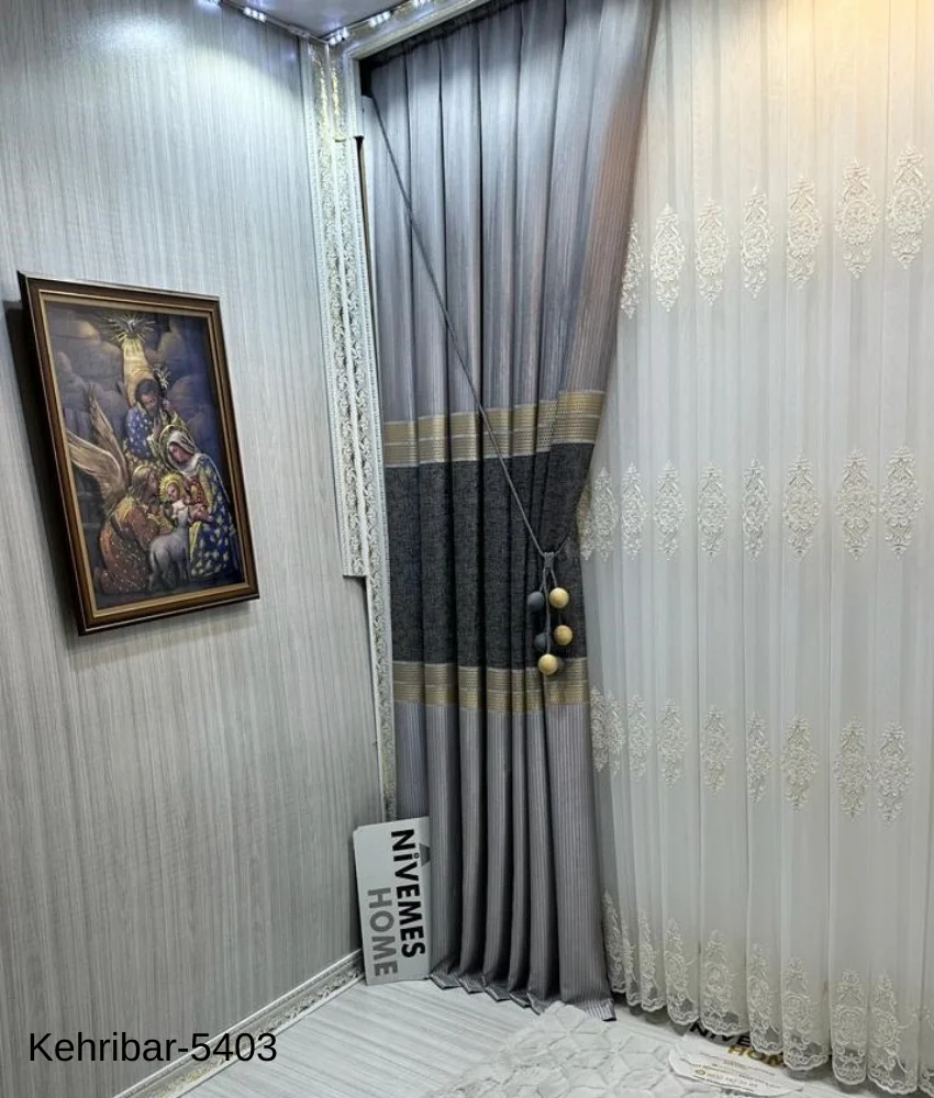 NİVEMESHOME ЯНТАН FT614162 СЕРЫЙ V-5403 ПАНЕЛЬНЫЙ ФОНОВЫЙ ШТОРЫ 1/3 ПЛОТНО СКЛАДЧАТЫЕ ШТОРЫ АПМ
