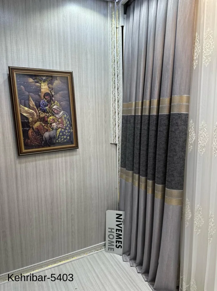 NİVEMESHOME ЯНТАН FT614162 СЕРЫЙ V-5403 ПАНЕЛЬНЫЙ ФОНОВЫЙ ШТОРЫ 1/3 ПЛОТНО СКЛАДЧАТЫЕ ШТОРЫ АПМ