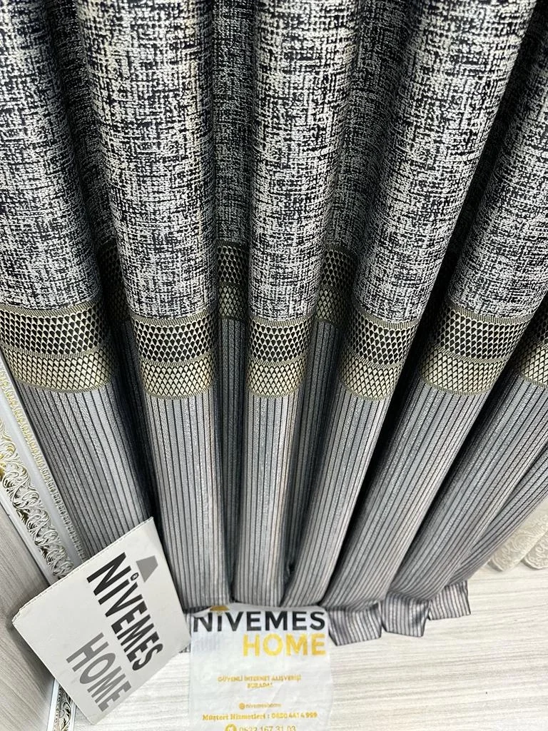 NİVEMESHOME KEHRİBAR FT614162 GÜMÜŞ 1/3 SIK PİLELİ FON PERDE APM