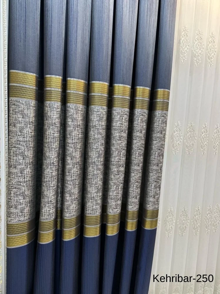 NİVEMESHOME KEHRİBAR FT614162 LACİVERT V-250 1/3 SIK PİLELİ FON PERDE APM