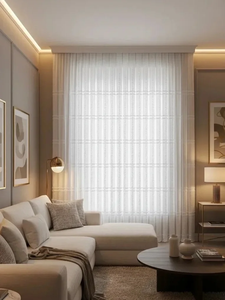 NİVEMESHOME KONAK 1-0028 EKRU 1/3 PİLELİ TÜL PERDE