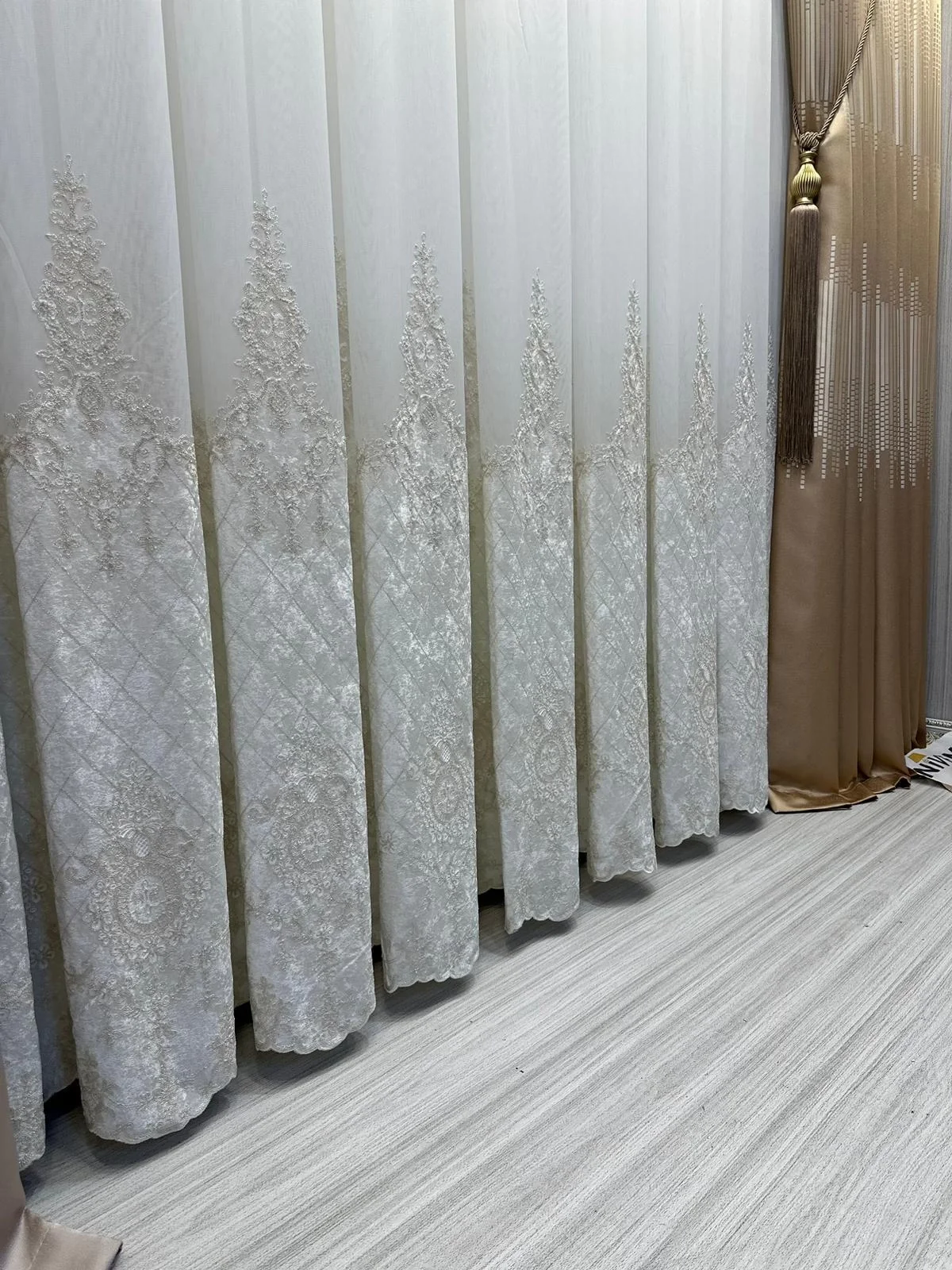 NİVEMESHOME LAL GOLD DETAYLI 2843 1/3 SIK PİLELİ TÜL PERDE APM