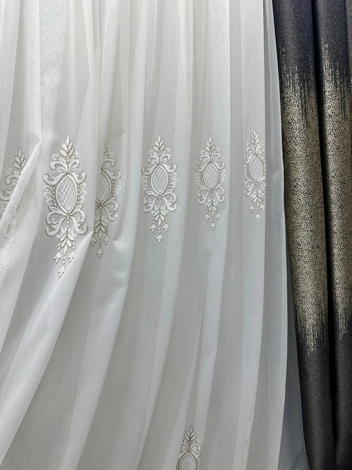 NIVEMESHOME LANTANA GOLD DETAILED 1/3 DENSE PLEATED TULLE CURTAIN APM