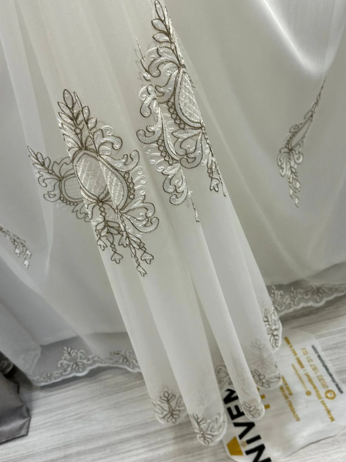 NIVEMESHOME LANTANA GOLD DETAILED 1/3 DENSE PLEATED TULLE CURTAIN APM