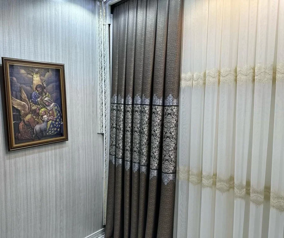 NİVEMESHOME LARİSSA H5451 GOLD DETAILED 1/3 TIGHT PLEATED TULLE CURTAIN APM