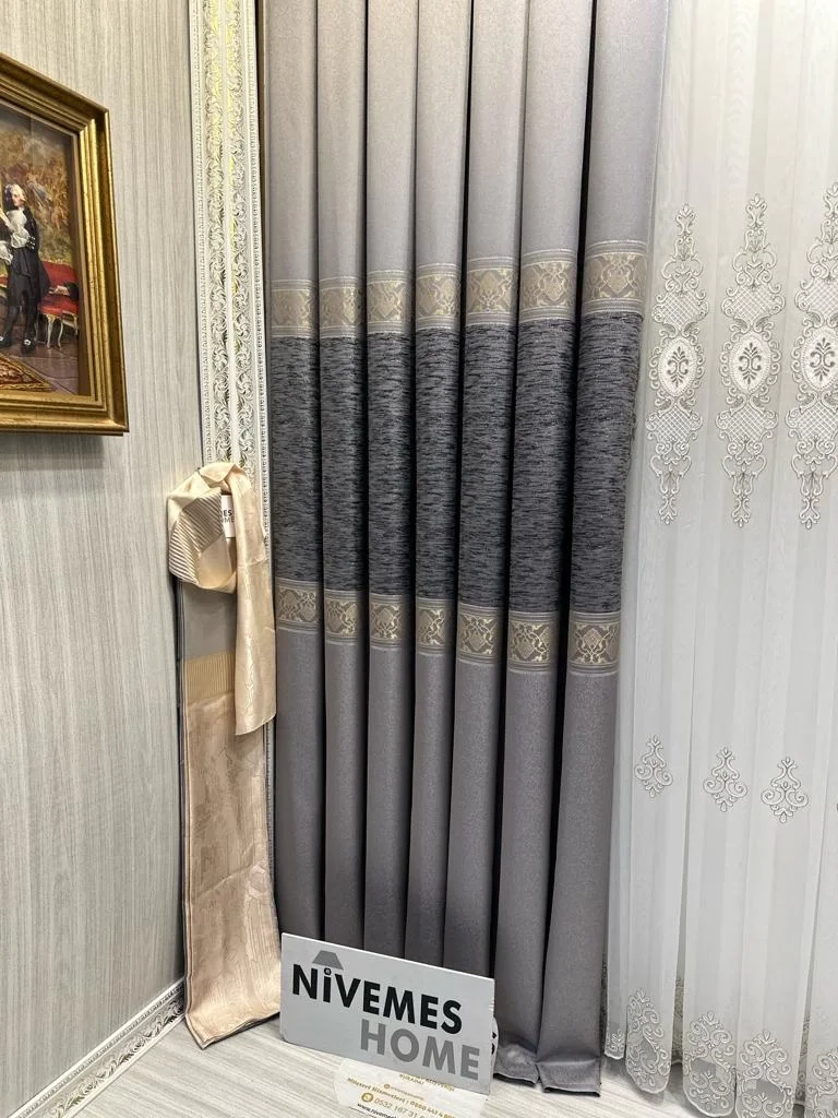 NİVEMESHOME ЛИКИЯ FT632120 V-5403 СЕРЕБРО 1/3 ПЛОТНЫЙ ЗАВИТОК ЗАНАВЕСА APM
