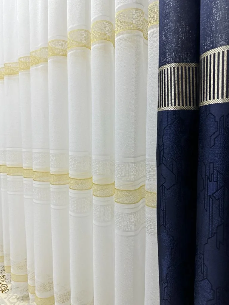 NİVEMESHOME LOTUS GOLD EMBROIDERED 1/3 DENSE PLEATED TULLE CURTAIN
