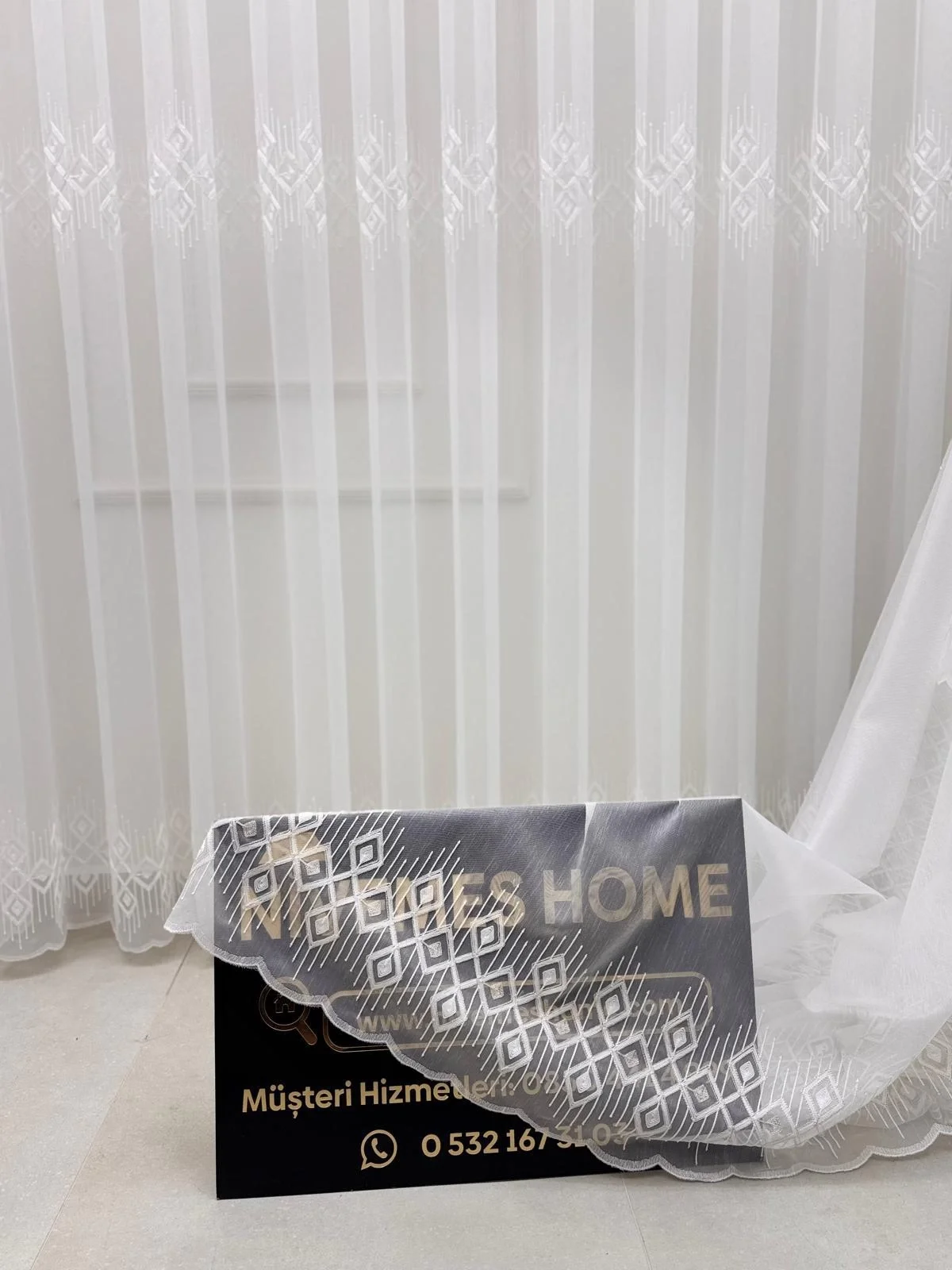 NİVEMESHOME LUNA ГЕОМЕТРИЧЕСКИЙ УЗОР 1/3 ПЛОТНО СБОРНЫЙ ШТОРЫ TULLE APM