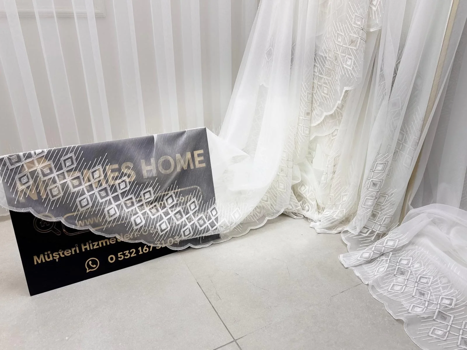 NİVEMESHOME LUNA ГЕОМЕТРИЧЕСКИЙ УЗОР 1/3 ПЛОТНО СБОРНЫЙ ШТОРЫ TULLE APM
