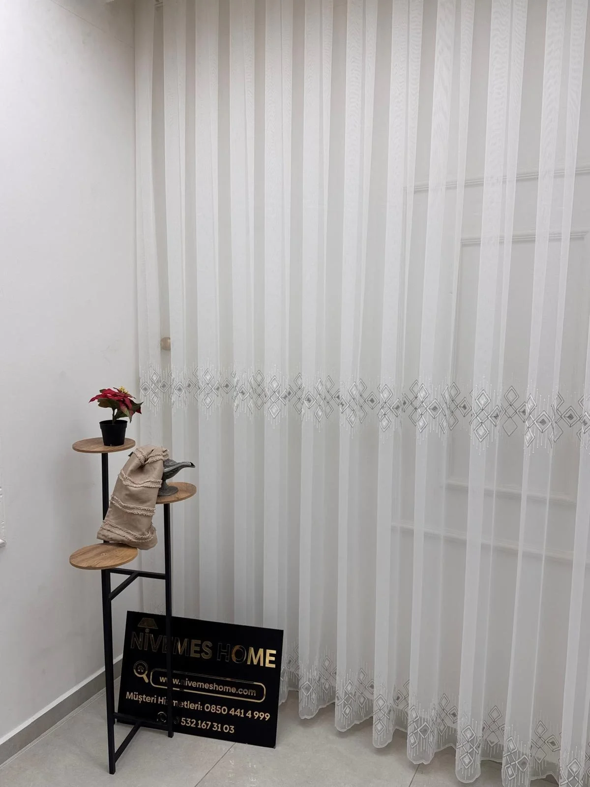 NİVEMESHOME LUNA ГЕОМЕТРИЧЕСКИЙ УЗОРЧАТЫЙ СЕРЕБРЯНЫЙ 1/3 ПЛОТНО ПОСАДОЧНАЯ ШТОРА ТЮЛЬ APM