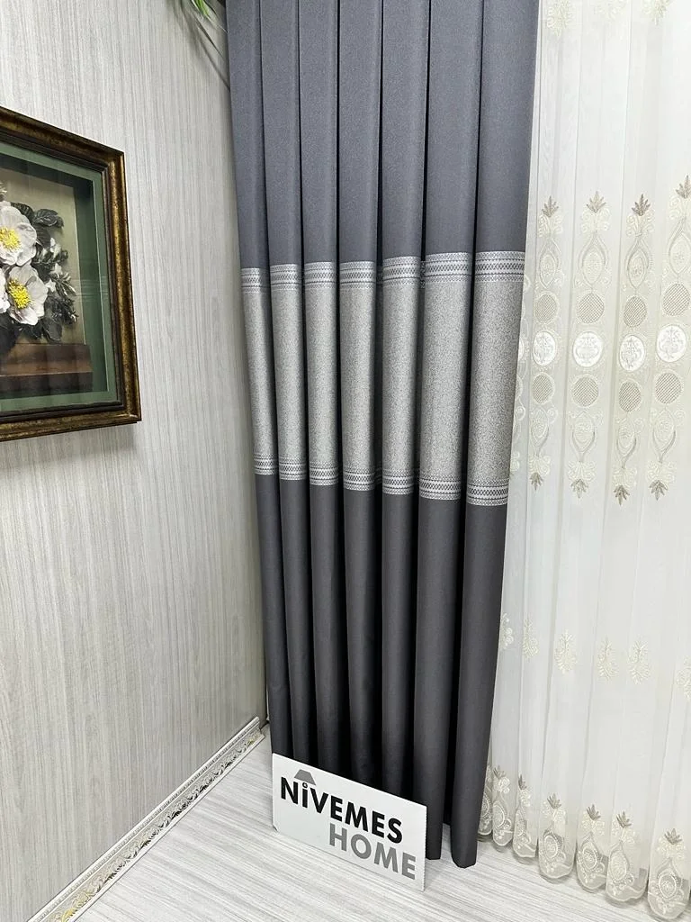 NİVEMESHOME MANAVGAT ANTRASİT FT632113 V-2505 1/3 DICKE PLÜSCH VORHANG APM