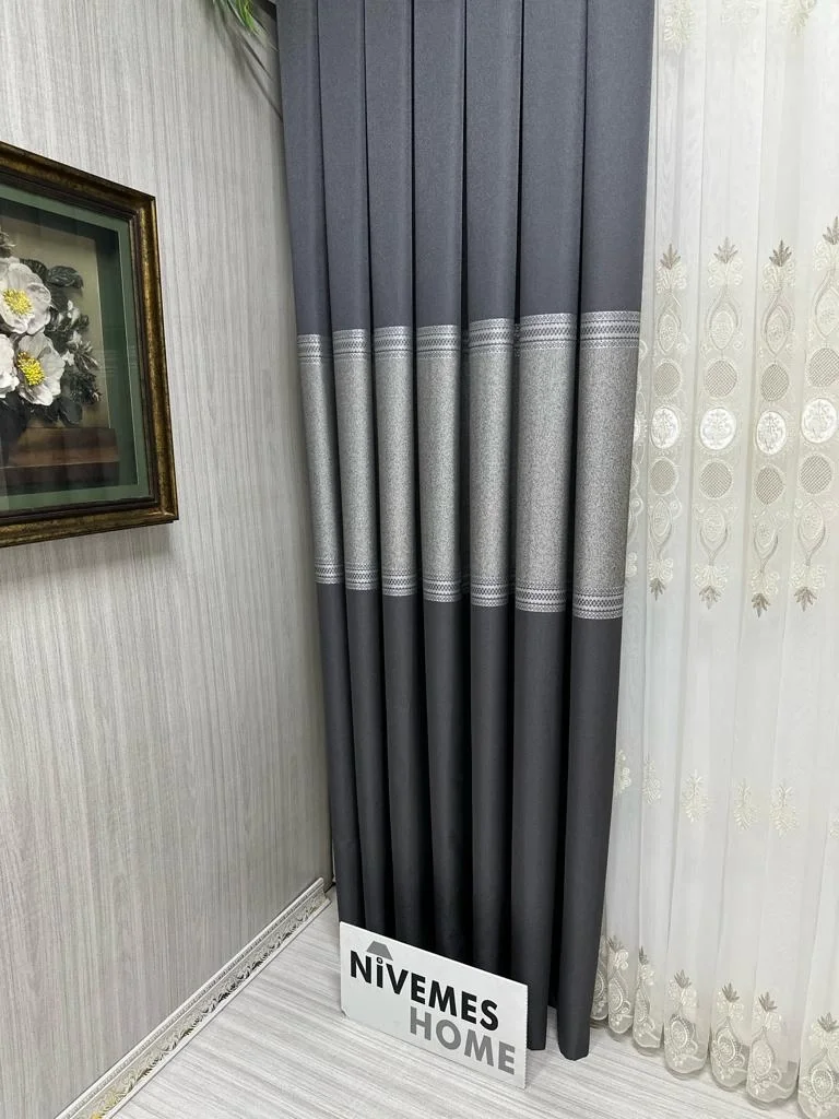 NİVEMESHOME MANAVGAT ANTRASİT FT632113 V-2505 1/3 DICKE PLÜSCH VORHANG APM