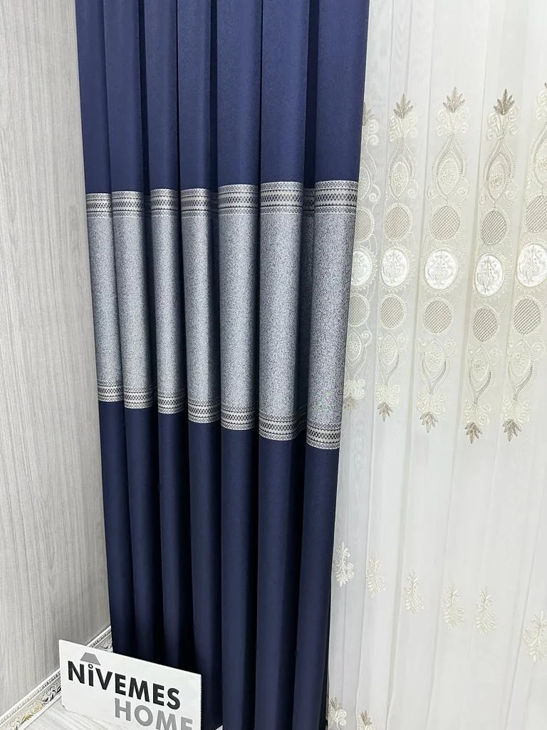 NİVEMESHOME MANAVGAT LACİVERT FT632113 V-507 1/3 SIK PİLELİ FON PERDE APM