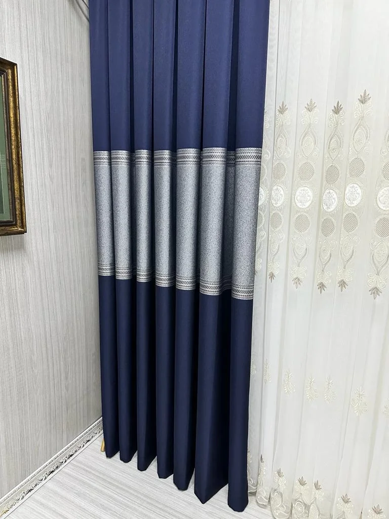 NİVEMESHOME MANAVGAT LACİVERT FT632113 V-507 1/3 SIK PİLELİ FON PERDE APM