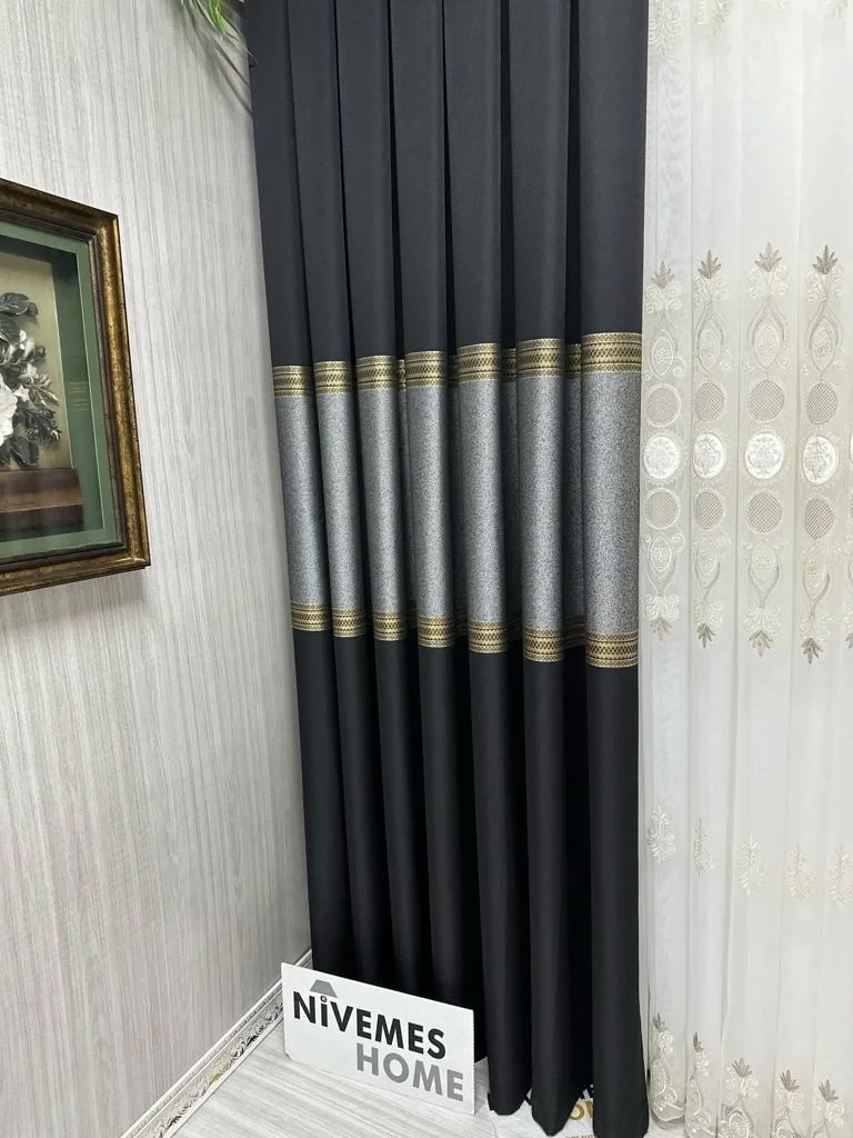 NİVEMESHOME MANAVGAT SİYAH FT632113 V-903 1/3 SIK PİLELİ FON PERDE APM