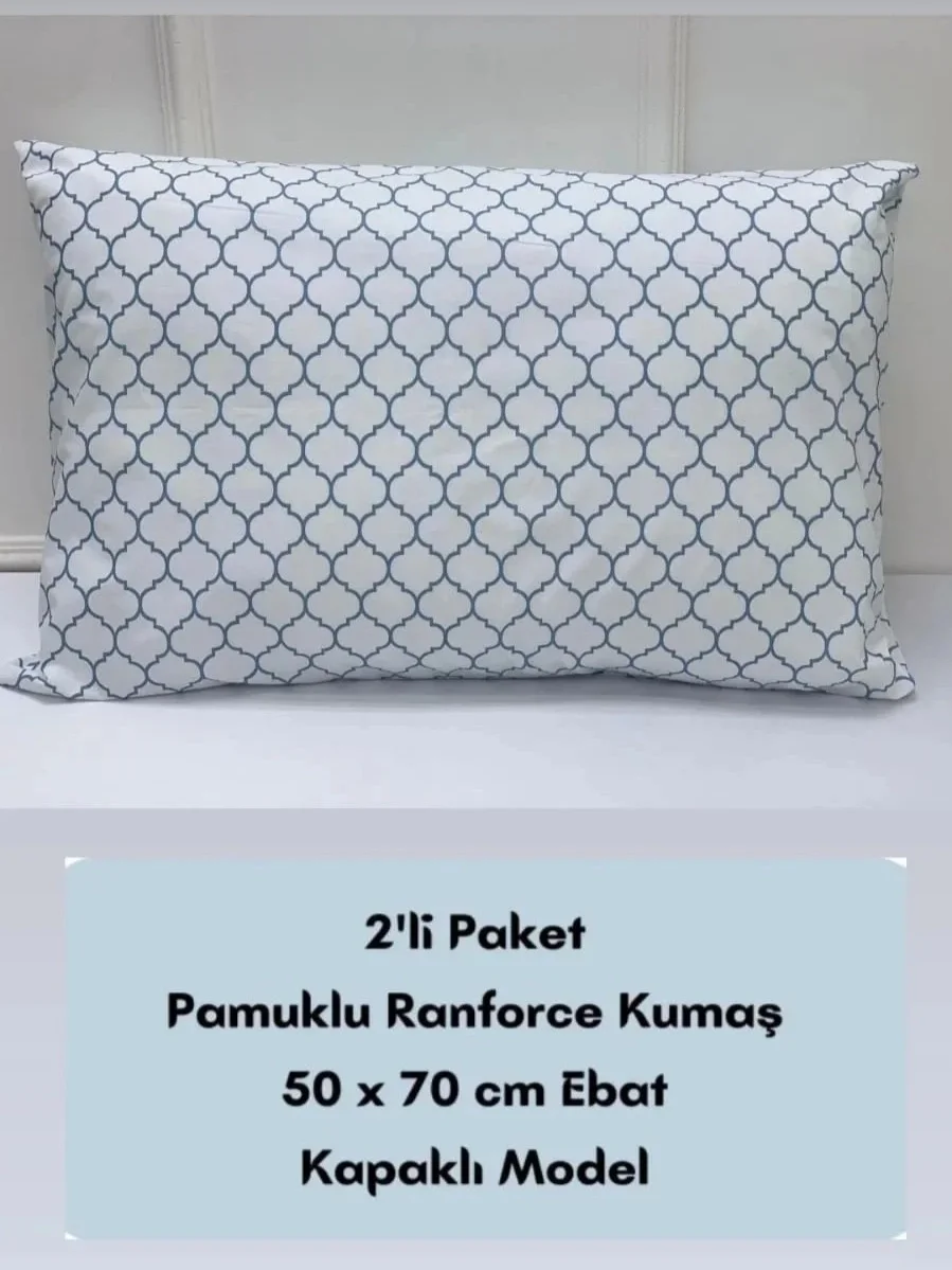 NİVEMESHOME Mavi geometrik desenli 2li yastık kılıfı kapaklı 50x70