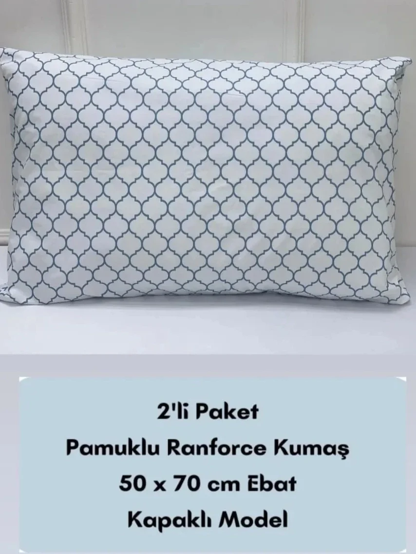 NİVEMESHOME MAVİ GEOMETRİK DESEN 2 Lİ YASTIK KILIFI KAPAKLI 50X70
