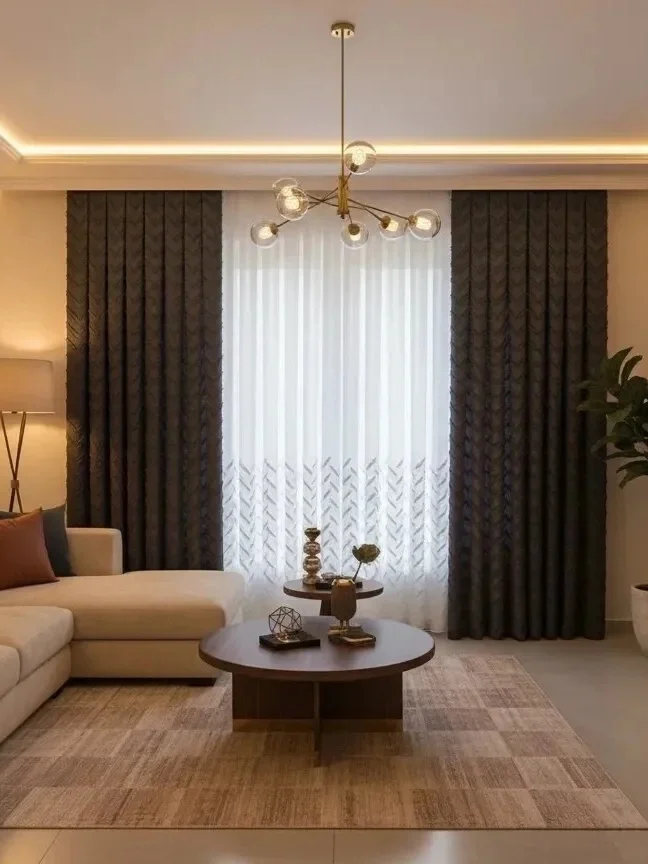 NİVEMESHOME MAYIS 1-027P YARI DESEN EKRU 1/3 PİLELİ TÜL PERDE