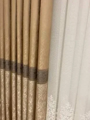 NİVEMESHOME MELİSA PANEL TÜL PERDE ALTIN 1/3 SIK DOLGUN PERDE APM