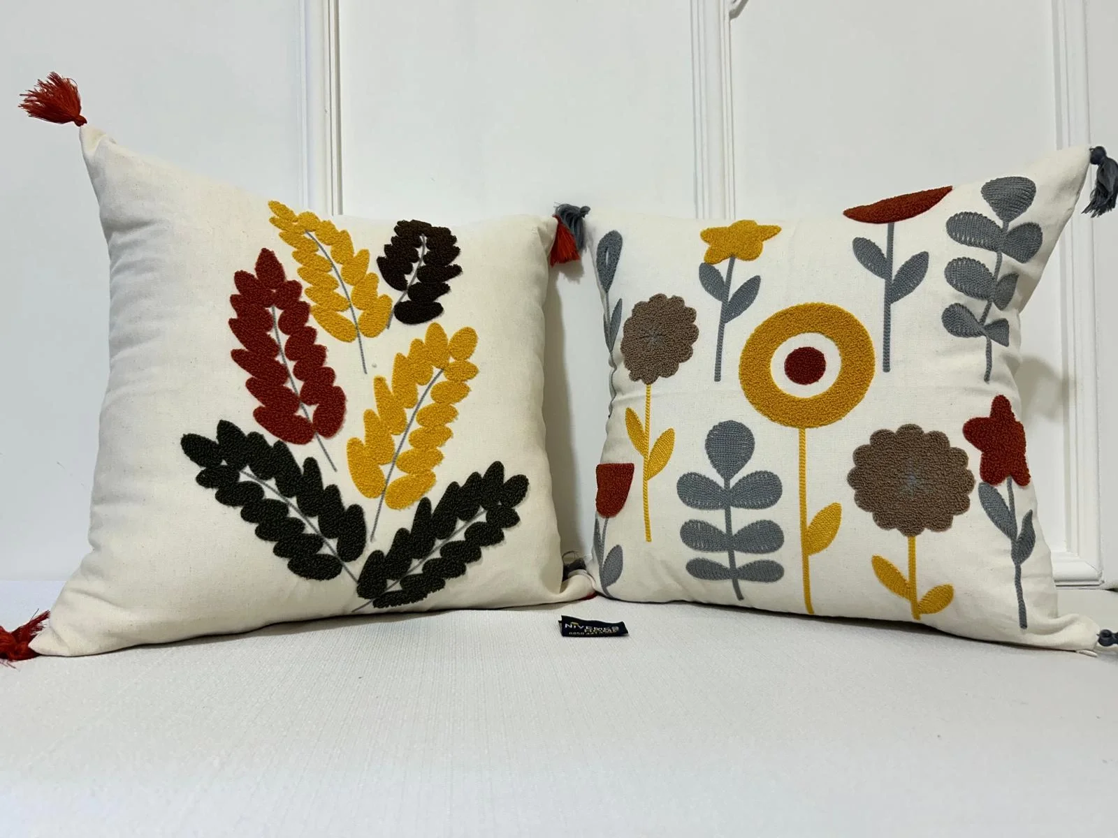NİVEMESHOME MEŞE YAPRAĞI NAKIŞLI KIRLENT KILIFI 45X45