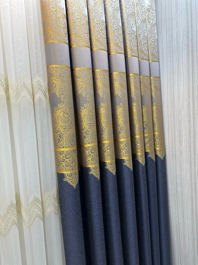 NİVEMESHOME MİLAS АНТРАЦИТ-GOLD 671539 1/3 ПЛОТНЫЕ ШТАПЕЛИРОВАНЫЕ ЗАВЕСЫ АПМ