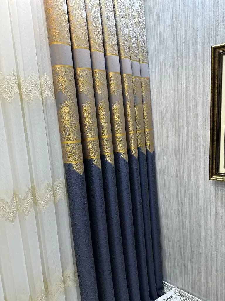 NİVEMESHOME MİLAS АНТРАЦИТ-GOLD 671539 1/3 ПЛОТНЫЕ ШТАПЕЛИРОВАНЫЕ ЗАВЕСЫ АПМ