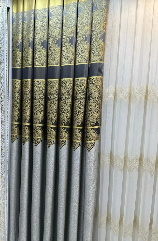 NİVEMESHOME MİLAS GRAY-GOLD 671539 1/3 THICK PLEATED BACKGROUND CURTAIN APM