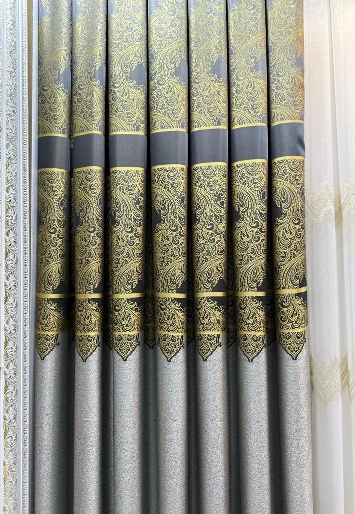 NİVEMESHOME MİLAS GRAY-GOLD 671539 1/3 THICK PLEATED BACKGROUND CURTAIN APM