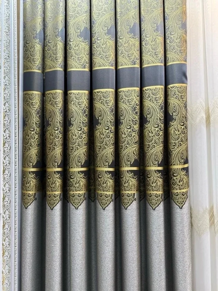 NİVEMESHOME MİLAS GRAY-GOLD 671539 1/3 THICK PLEATED BACKGROUND CURTAIN APM