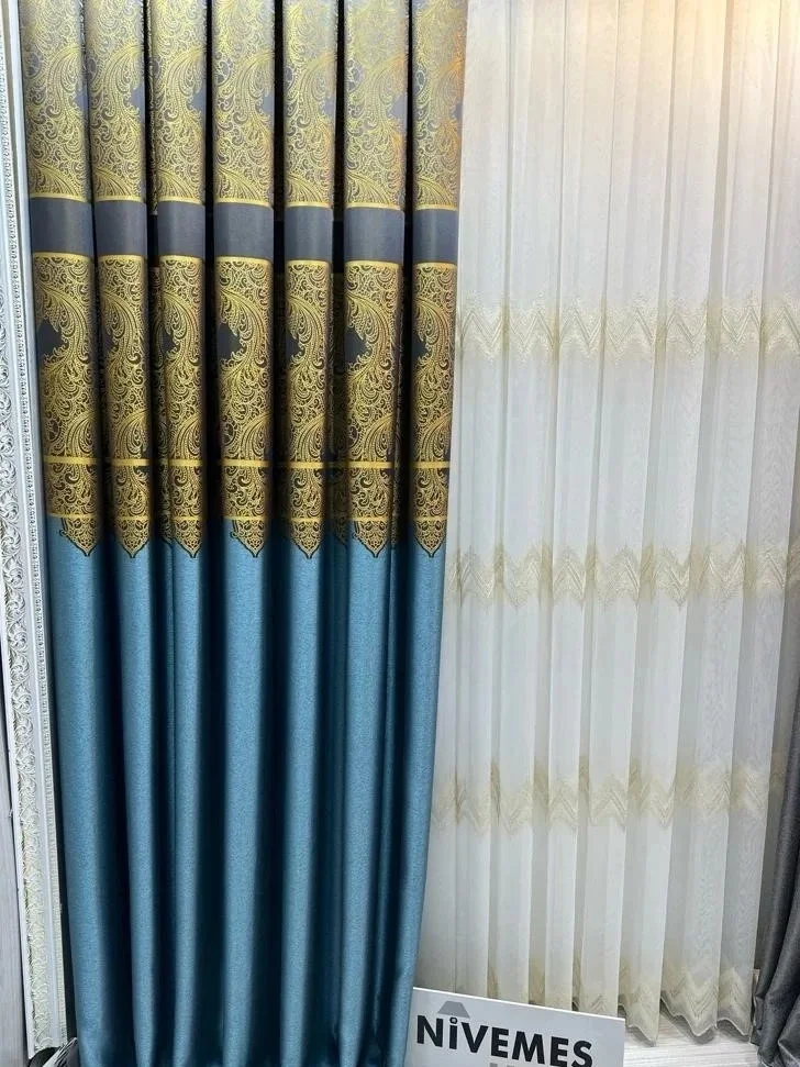 NİVEMESHOME МИЛАС ТУРКУАЗ-ГОЛД 671539 1/3 ПЛОТНЫЙ ЖАЛЮЗИЗЗЫ ГАРДИНА APM