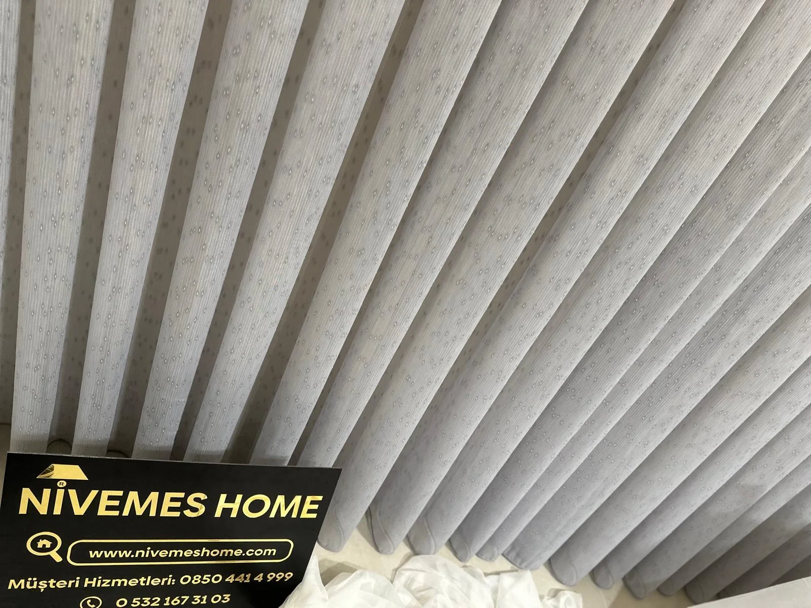 NİVEMESHOME MIZRAKLI FIR0914 AR03102 V-105 GRİ 1/3 SIK PİLELİ TÜL PERDE APM