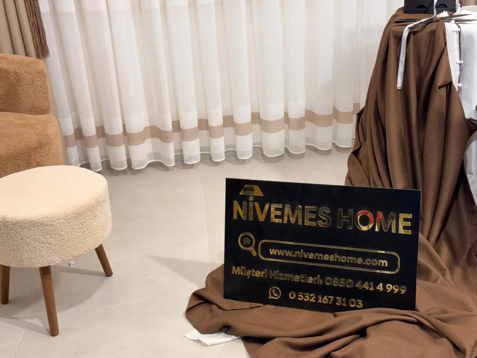 NİVEMESHOME Современные занавески из тюля с плотными складками 1/3, цвет кофе