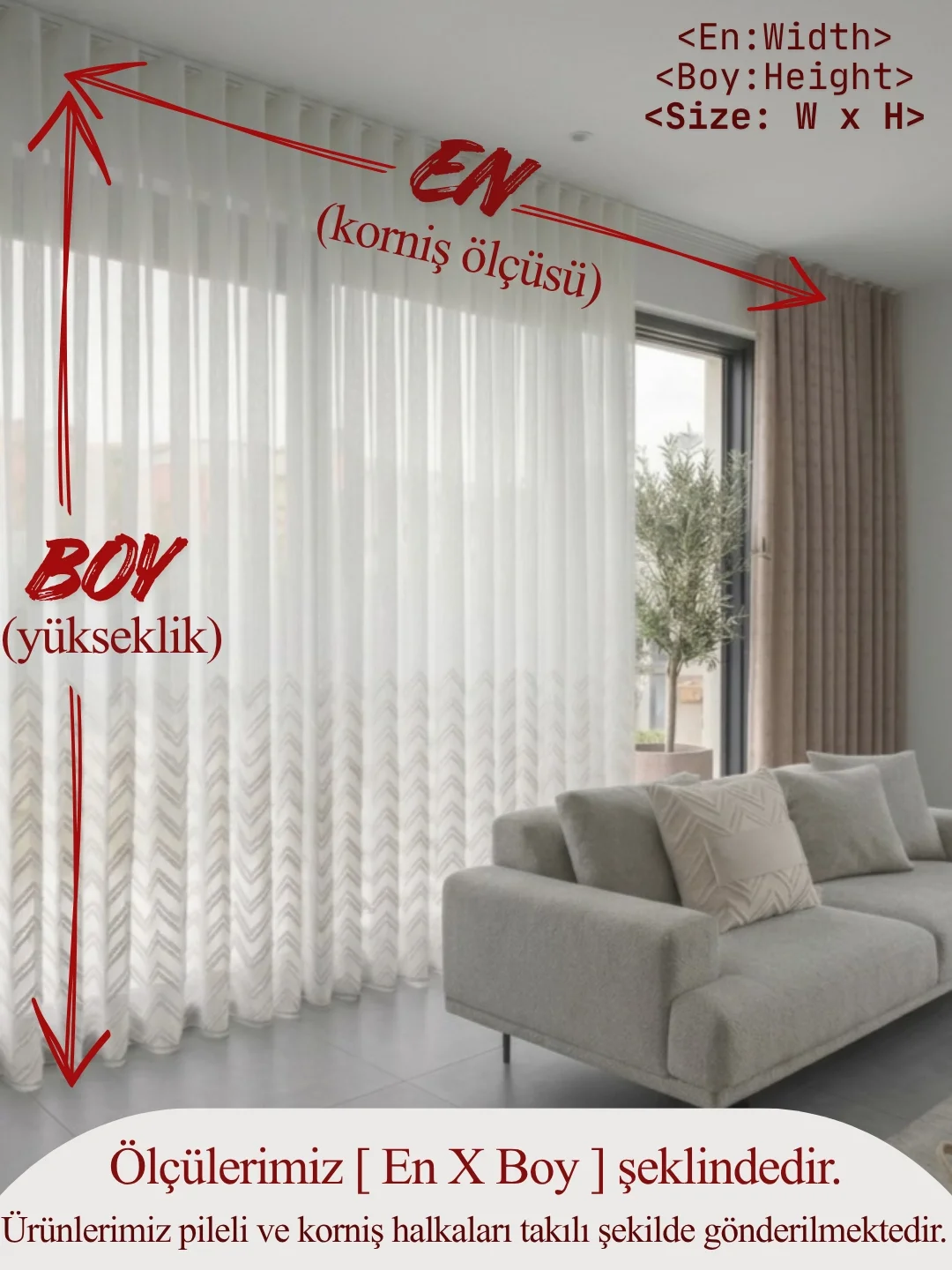 NİVEMESHOME MODERN KAHVE GEÇİŞLİ 1/3 SIK PİLE TÜL PERDE APM